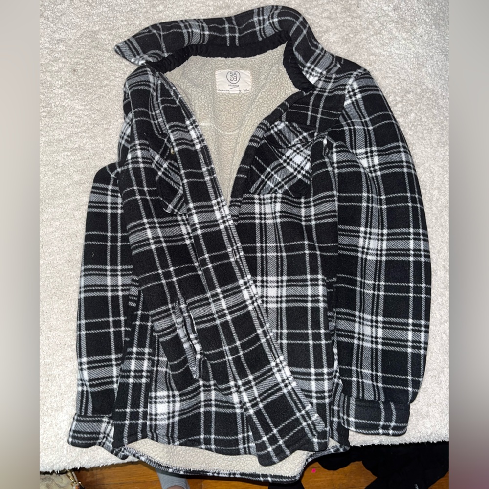 Sage Black and White Plaid Jacket